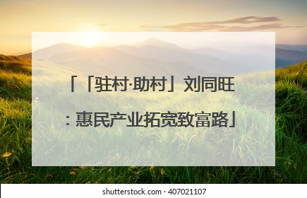 「驻村·助村」刘同旺：惠民产业拓宽致富路