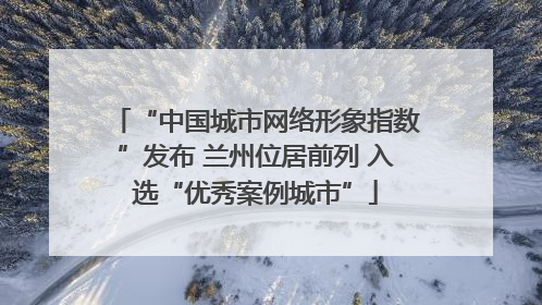 “中国城市网络形象指数”发布 兰州位居前列 入选“优秀案例城市”
