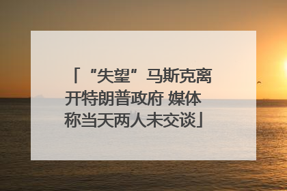 “失望”马斯克离开特朗普政府 媒体称当天两人未交谈