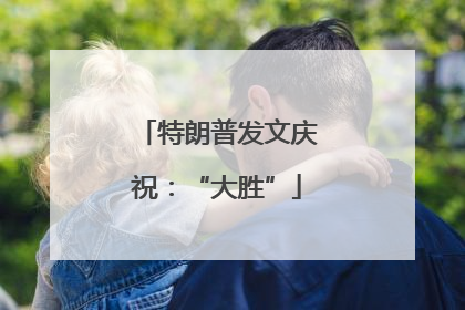 特朗普发文庆祝：“大胜”