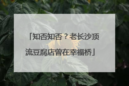 知否知否？老长沙顶流豆腐店曾在幸福桥
