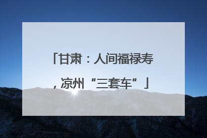 甘肃：人间福禄寿，凉州“三套车”