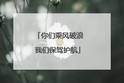 你们乘风破浪 我们保驾护航
