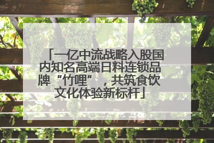 一亿中流战略入股国内知名高端日料连锁品牌“竹哩”，共筑食饮文化体验新标杆