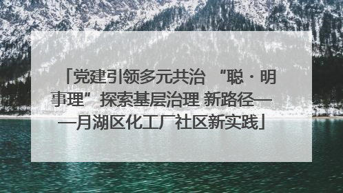 党建引领多元共治 “聪・明事理”探索基层治理 新路径——月湖区化工厂社区新实践