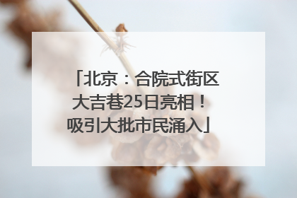 北京：合院式街区大吉巷25日亮相！吸引大批市民涌入