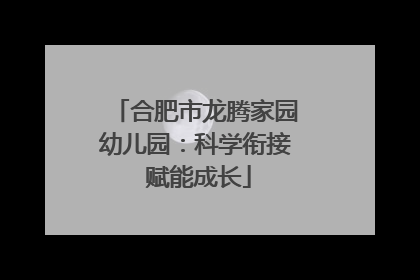 合肥市龙腾家园幼儿园：科学衔接 赋能成长