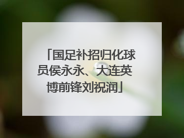 国足补招归化球员侯永永、大连英博前锋刘祝润