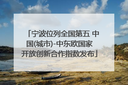 宁波位列全国第五 中国(城市)-中东欧国家开放创新合作指数发布