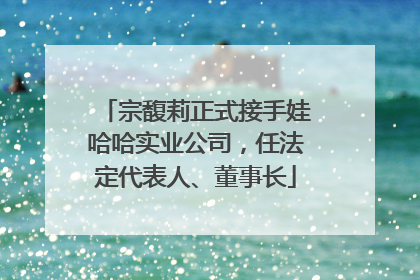 宗馥莉正式接手娃哈哈实业公司，任法定代表人、董事长