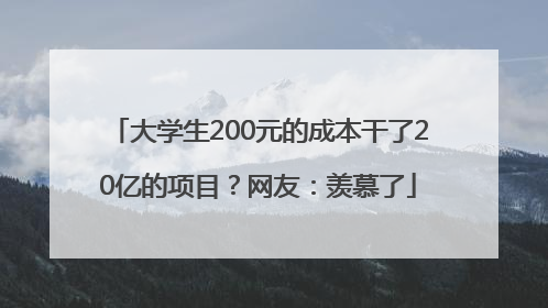 大学生200元的成本干了20亿的项目？网友：羡慕了