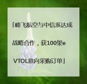 峰飞航空与中信系达成战略合作，获100架eVTOL意向采购订单