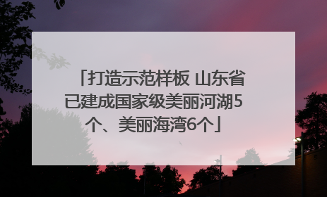 打造示范样板 山东省已建成国家级美丽河湖5个、美丽海湾6个