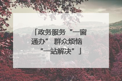 政务服务“一窗通办” 群众烦恼“一站解决”