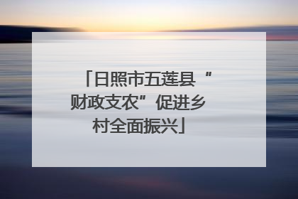 日照市五莲县“财政支农”促进乡村全面振兴