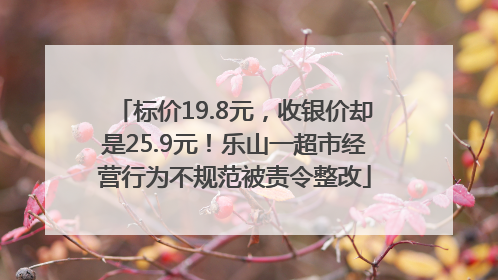 标价19.8元，收银价却是25.9元！乐山一超市经营行为不规范被责令整改