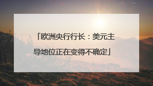 欧洲央行行长：美元主导地位正在变得不确定