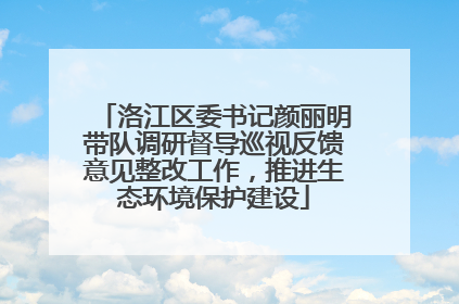 洛江区委书记颜丽明带队调研督导巡视反馈意见整改工作，推进生态环境保护建设