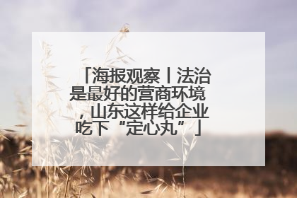 海报观察丨法治是最好的营商环境，山东这样给企业吃下“定心丸”