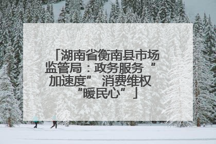 湖南省衡南县市场监管局：政务服务“加速度” 消费维权“暖民心”