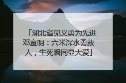 湖北省见义勇为先进邓章明：六米深水勇救人，生死瞬间显大爱