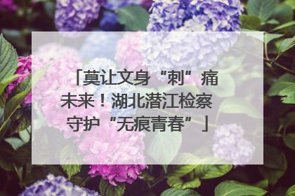 莫让文身“刺”痛未来！湖北潜江检察守护“无痕青春”