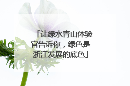 让绿水青山体验官告诉你，绿色是浙江发展的底色