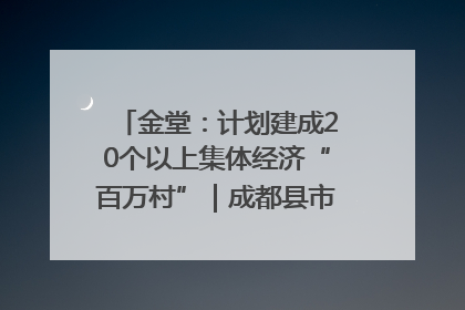金堂：计划建成20个以上集体经济“百万村”｜成都县市新城高质量发展