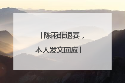 陈雨菲退赛，本人发文回应