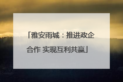 雅安雨城：推进政企合作 实现互利共赢