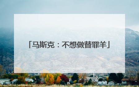 马斯克：不想做替罪羊