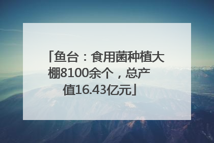 鱼台：食用菌种植大棚8100余个，总产值16.43亿元