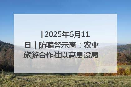 2025年6月11日｜防骗警示窗：农业旅游合作社以高息设局，集资380万