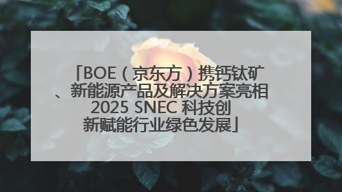 BOE（京东方）携钙钛矿、新能源产品及解决方案亮相2025 SNEC 科技创新赋能行业绿色发展